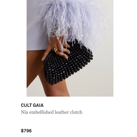 Cult Gaia Nia black beaded Leather clutch - Picture 3 of 14